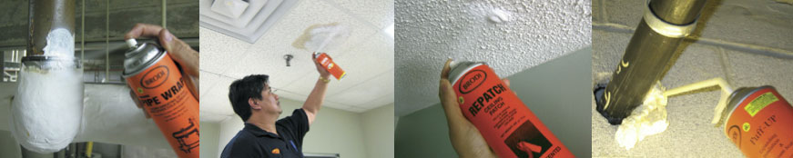 Repair Ceiling Tiles and Pipes Anti-sweat pipe insulation spray on