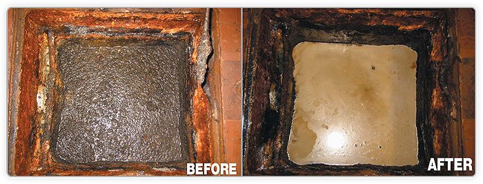 Sump pit degreasing and deodorizing before and after