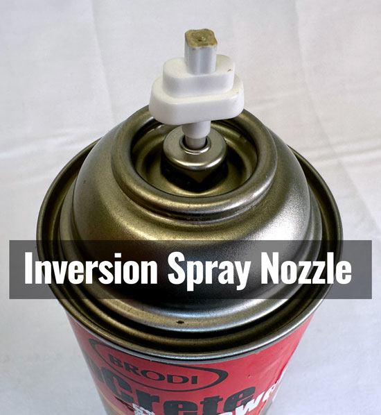 inverted spray nozzle for Brodi aerosol can