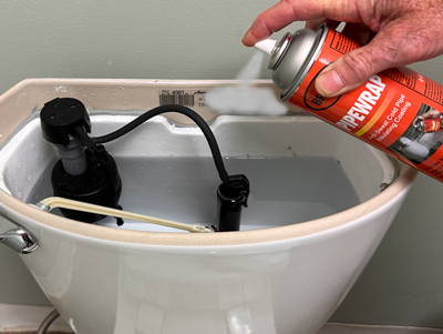 Stop toilet from sweating dripping spray