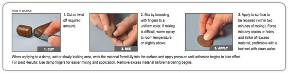 brofix how to mix the epoxy repair putty